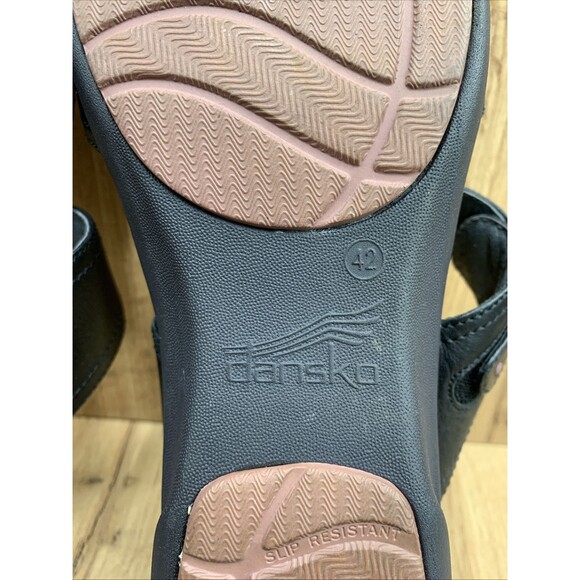 Dansko Leather Wedge Sandals Size 42 Euro 10.5 US Black Double Strap Adjustable - Picture 15 of 16